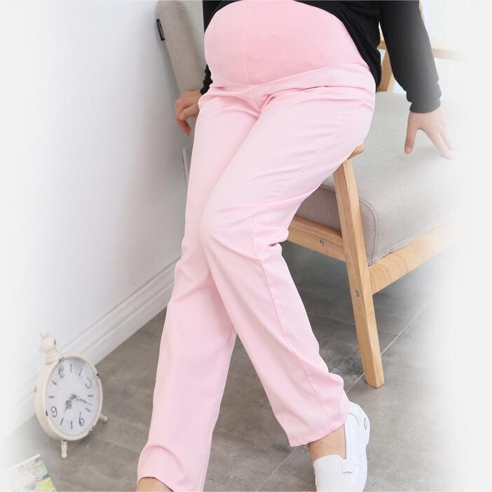 White Blue doctor plus size nurse clothes work pants thick pregnant women nurse clothes adjustable elastic waist belly support pants