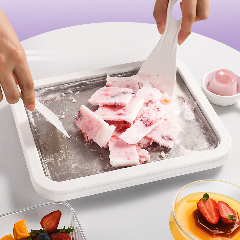 新款炒冰盘家用儿童小型自制炒酸奶机水果冰淇淋不锈钢炒冰机批发