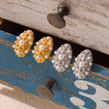 2024新款爆款贝珠几何耳钉钛钢镀金耳环小众设计感轻奢不褪色耳饰