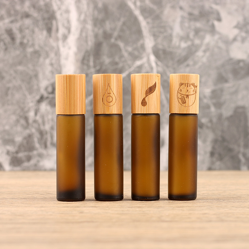 10ml Natural Bamboo Cap Essential Oil Roller Bead Bottle Brown Shading Scrub Bottle for Dottrie Merle yl