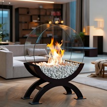 跨境新款拱门半圆酒精壁炉真火半圆酒精壁炉便携式桌面壁炉取暖炉