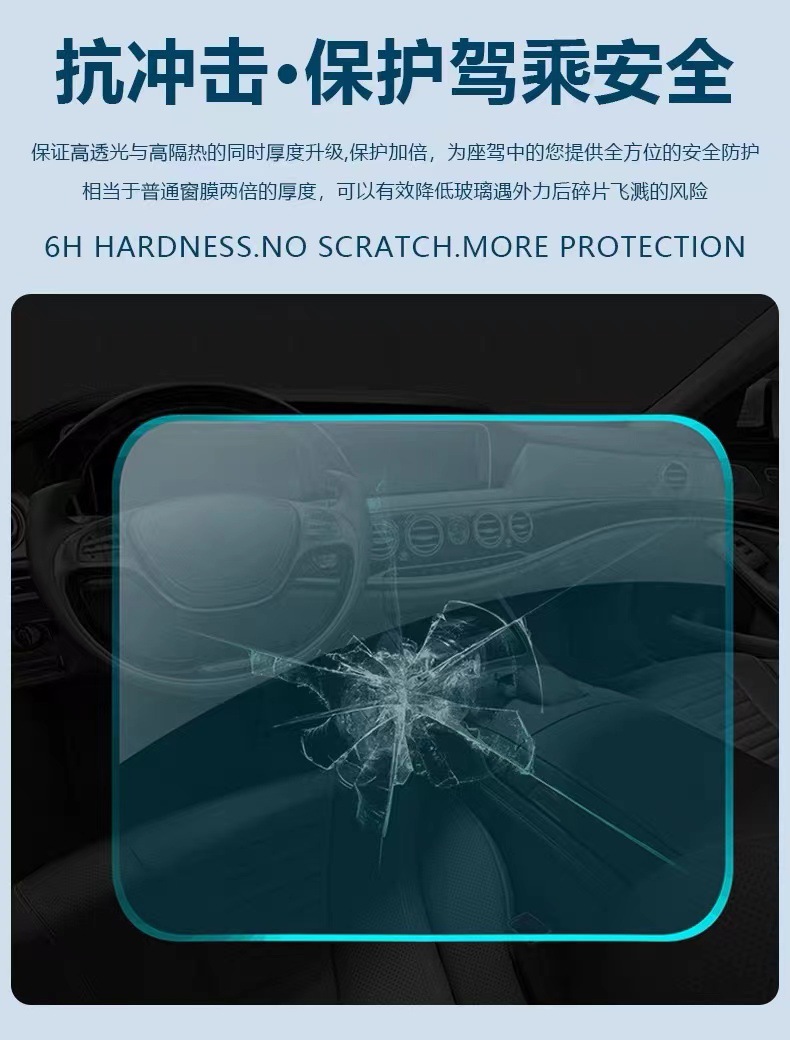 TPU glass shield car front windshield heat insulation explosion-proof solar film anti-flying stone rain-proof water-repellent outer film