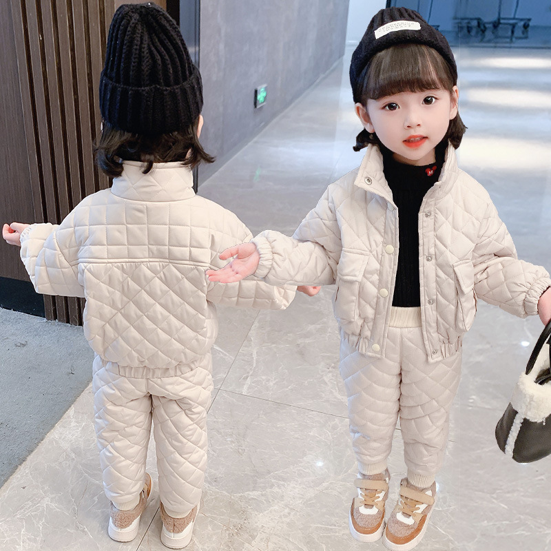 Girls' casual set for primary and secondary school children's winter insulation cotton jacket_voghion.com