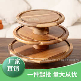现货木质高脚圆形托盘家用客厅点心水果盘派对桌面装饰蛋糕展示盘