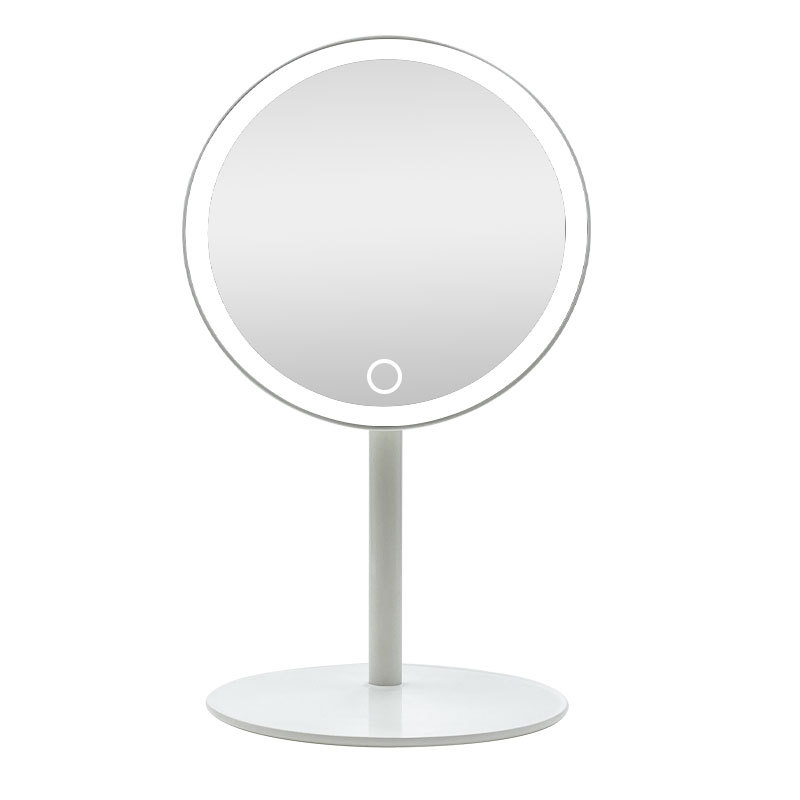 2022 nueva ronda de escritorio vestidor espejo inteligente con luz belleza regalo de almacenamiento portátil de escritorio LED espejo de maquillaje