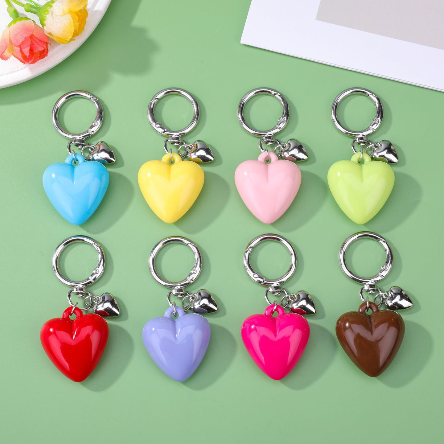 Creative Dopamine Large Resin Chubby Heart DIY Bead Keychain Ornament Pendant Cultural and Creative Gift Small Decoration