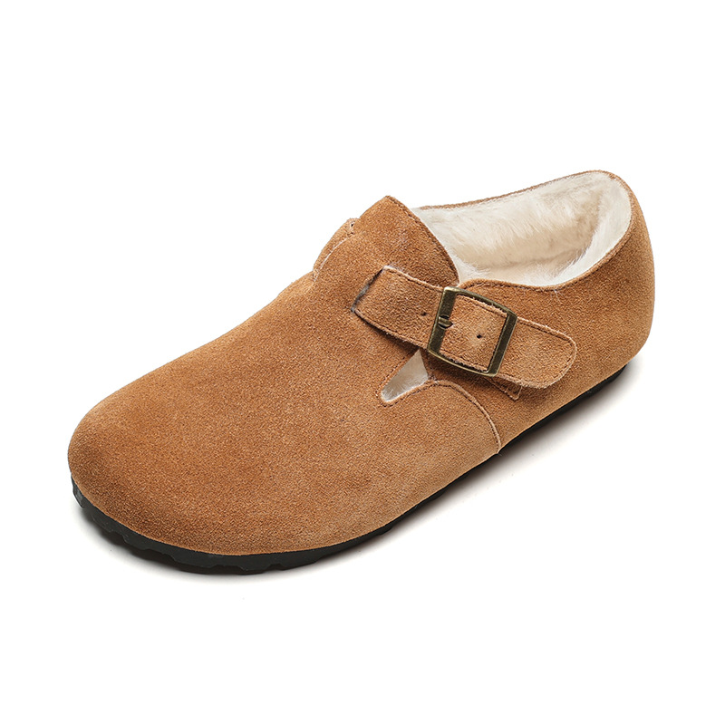 Versión de cuero de vaca ~ Bocken zapatos para mujeres 2025 nuevo aumento de altura un pedale de suela gruesa para usar zapatos de primavera y otoño medio calentamiento zapatillas