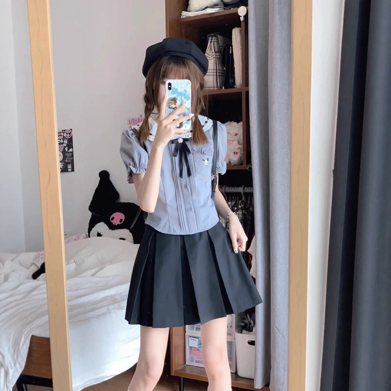 Japanese-Style Doll Collar Sweet Academy Style Set Short Shirt for Petite Women Jk Uniform 2025 Summer New Top Japanese-Style Doll Collar Sweet Academy Style Set Short Shirt for Petite Women Jk Uniform 2025 Summer New Top