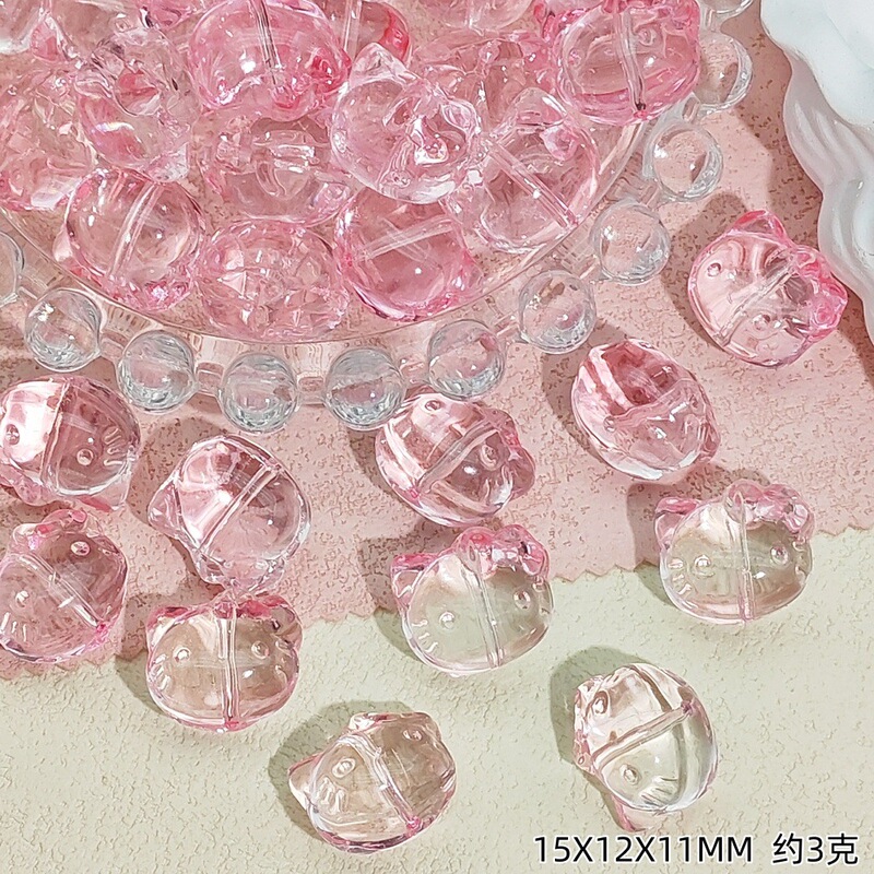 日本のかわいい人気のガラス KT 猫ヘッドストレートホールビーズルースビーズジュエリー手作り DIY ハンドネックレスイヤリングアクセサリー|undefined