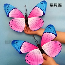 舞蹈道具蝴蝶学校幼儿园舞台表演手持插杆手腕指环蝴蝶花垒德株