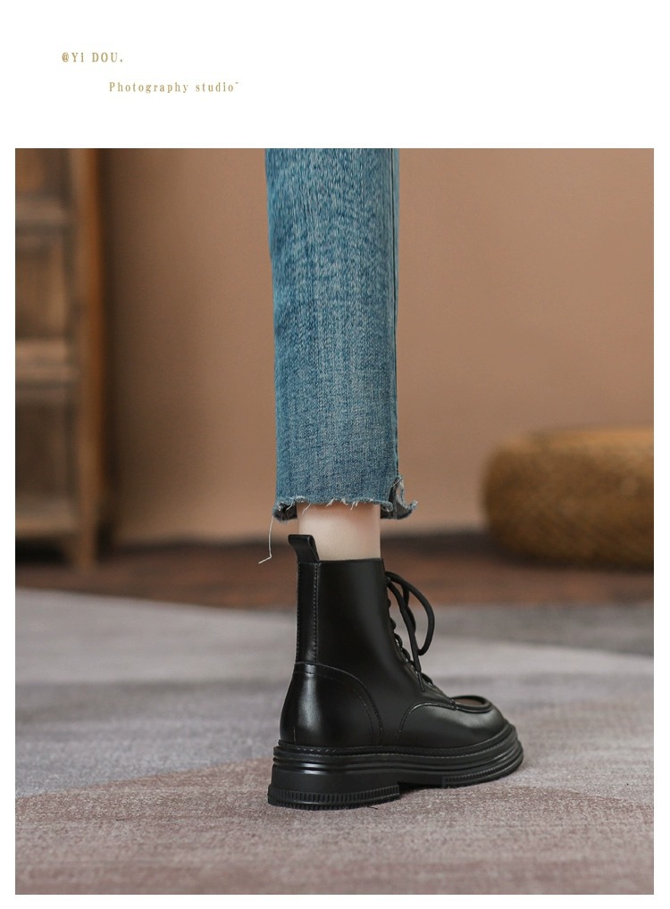 Women's Ankle Boots Brown Plush Lined Versatile Casual Shoes_voghion.com