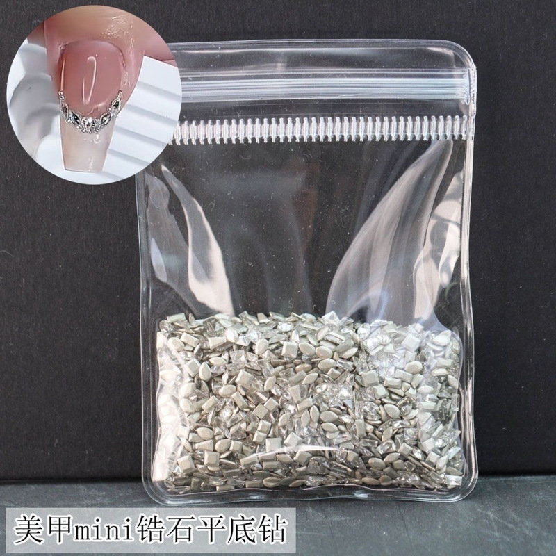 Nail Jewelry 5A Zircon Inverted Edge Flat Bottom Transparent White Mini Small Mixed Zircon Flash Nail Drill Super Flash