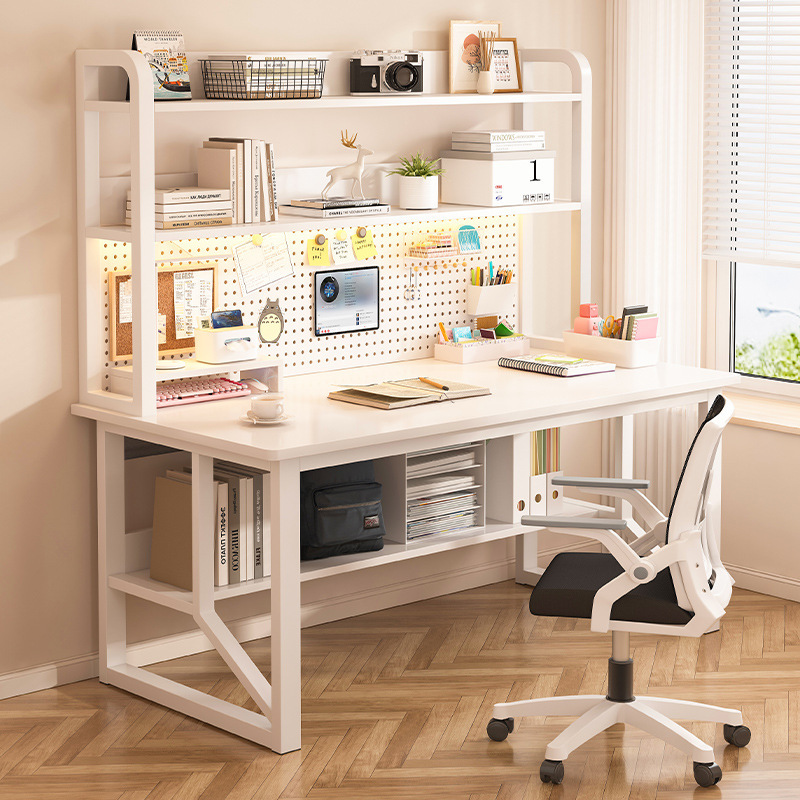 Computer Desk Home Bookshelf Integrated Student Bedroom Study Writing Desk Multi-Functional Office Desk with Hole Board Computer Desk Home Bookshelf Integrated Student Bedroom Study Writing Desk Multi-Functional Office Desk with Hole Board