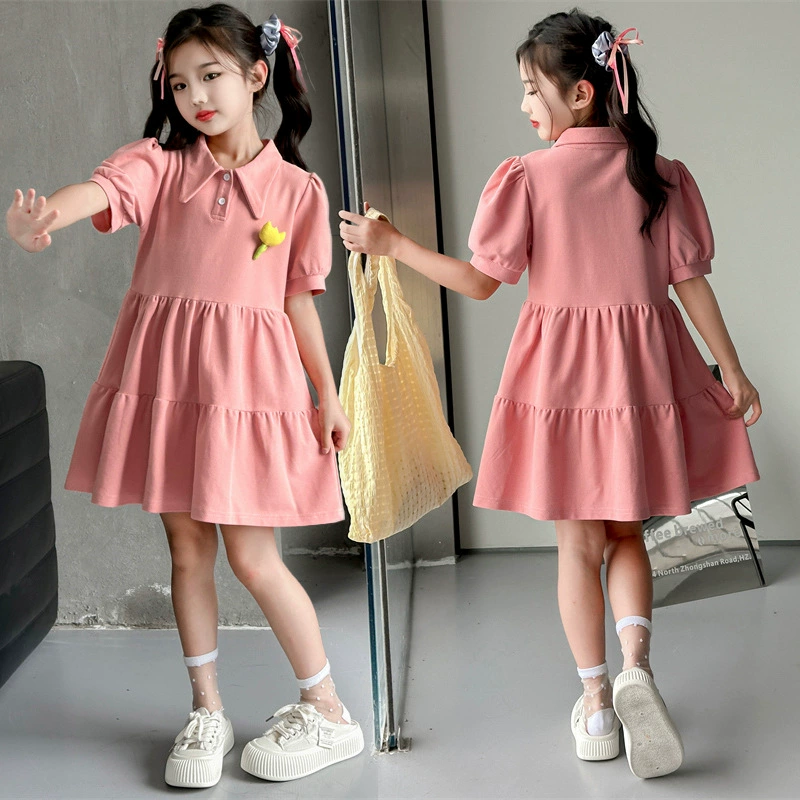 Girls summer college style polo skirt 2024 new children's summer dress little girl fashionable summer skirt