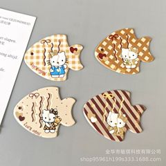 新款米咖色卡通猫咪鱼形发饰洞洞鞋鞋花diy发夹配件装饰手机壳diy