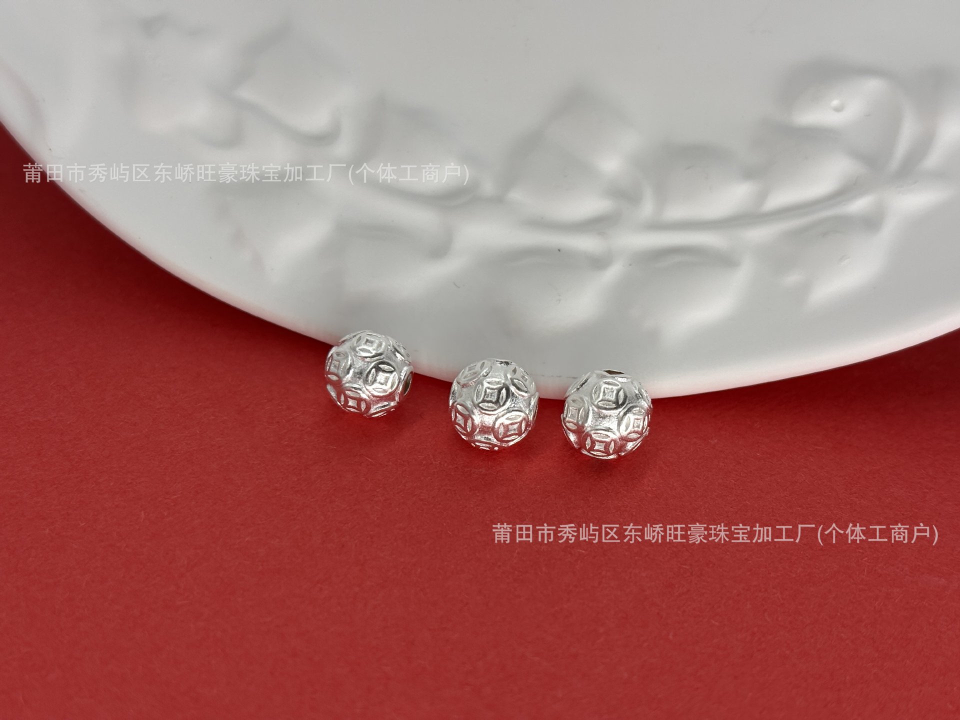 Pure Silver 999 Round Gold Coin Fortune Beads, Pure Silver 3D Craftsmanship Loose Beads, Spacer Beads, DIY Silver Jewelry Accessories, Braided Rope Bracelet, Hand String Bracelet
