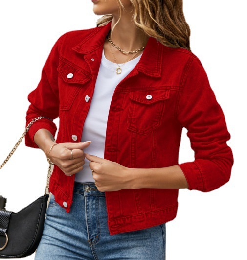 fashionable denim solid color jacket