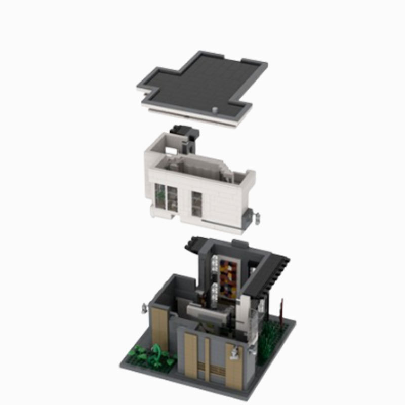 Modern Street Scene Architecture Assembly Building Blocks Toy_voghion.com