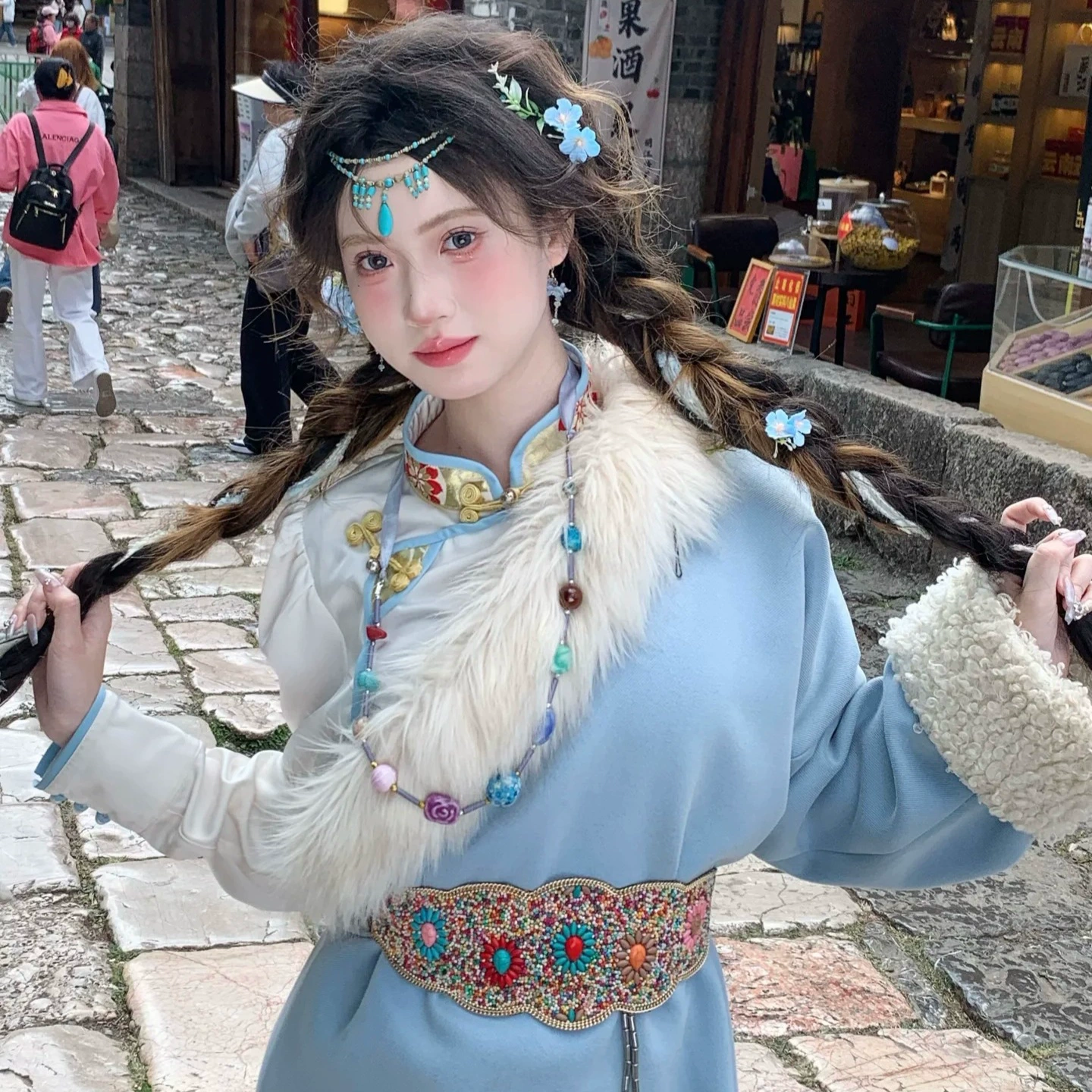 Экзотическая цепочка на лоб в этническом стиле, цепочка на голову в тибетском стиле, Юньнань, дорожный ретро-костюм, головной убор для фото, цепочка для бровей