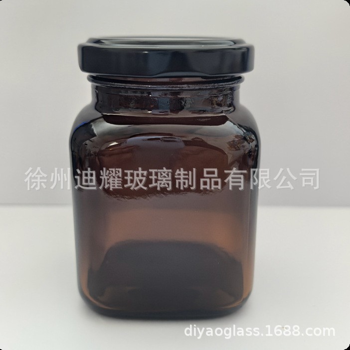 棕色避光密封玻璃罐耐高温茶色膏滋瓶方形玻璃瓶膏方瓶带盖批发|undefined
