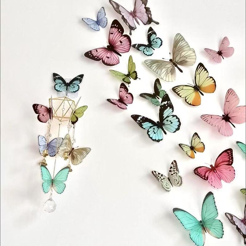 New Product 3D Stereo Wall Sticker Butterfly Pvc Stereo Punch-Free DIY Self-Adhesive Wall Curtain Colorful Decoration