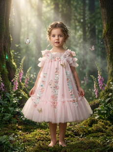 雅林达丝 Stickers with bow, sticker, evening dress, girl's skirt, small princess costume, backless