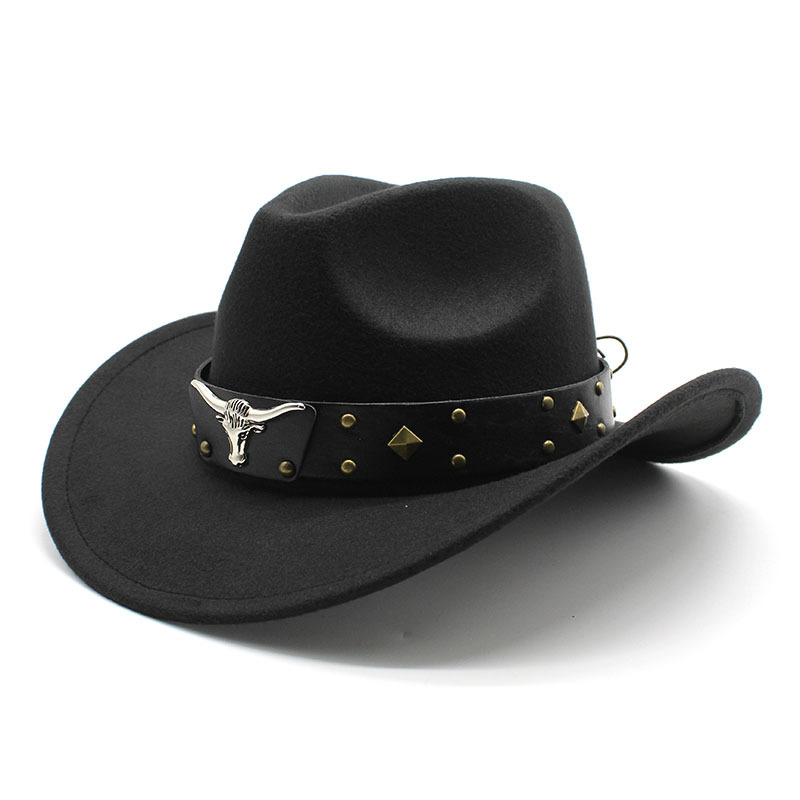 2023 jazz western woolen top felt imitation sheep denim hat_voghion.com