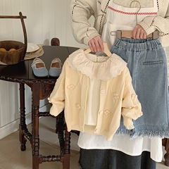 韓系童裝女童毛衣2024春秋新款小女孩時髦洋氣針織衫兒童上衣襯衫