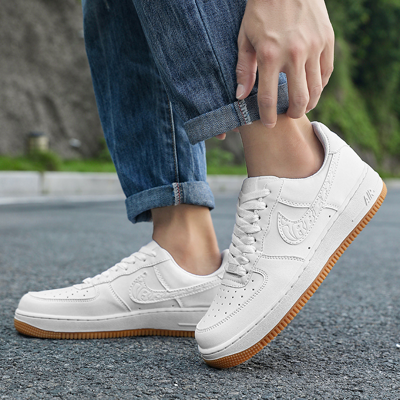 Air Force One Men's af1 Board Shoes Pure White Women's Shoes White Raw Rubber Shoes Women's aj1 Low-Top Casual Shoes for Men and Women