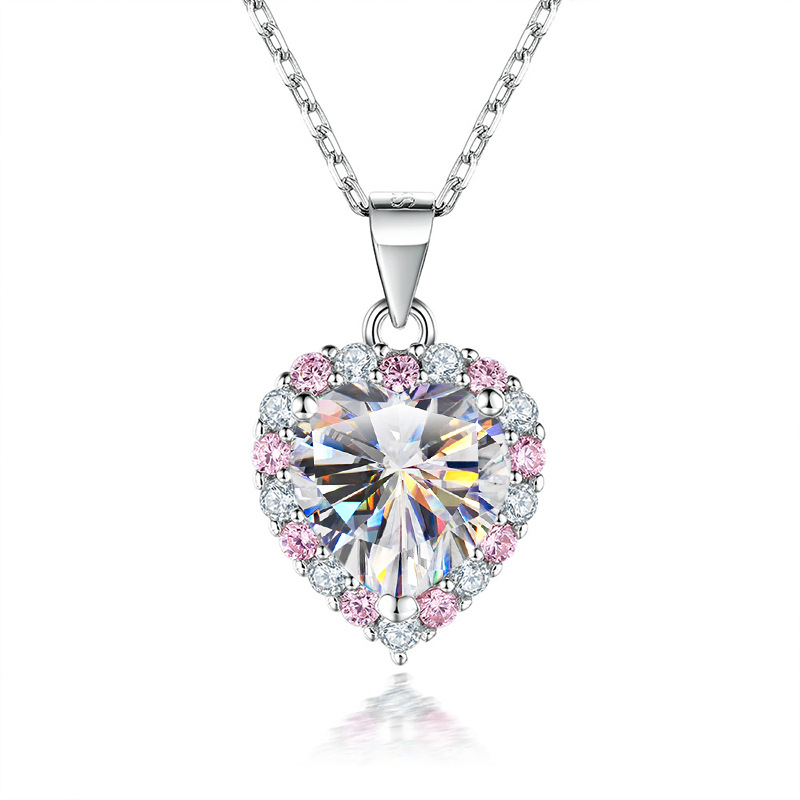 Collar de piedra de morsa de 2 quilates en forma de corazón color negro rosa rojo con certificado GRA nuevo caliente