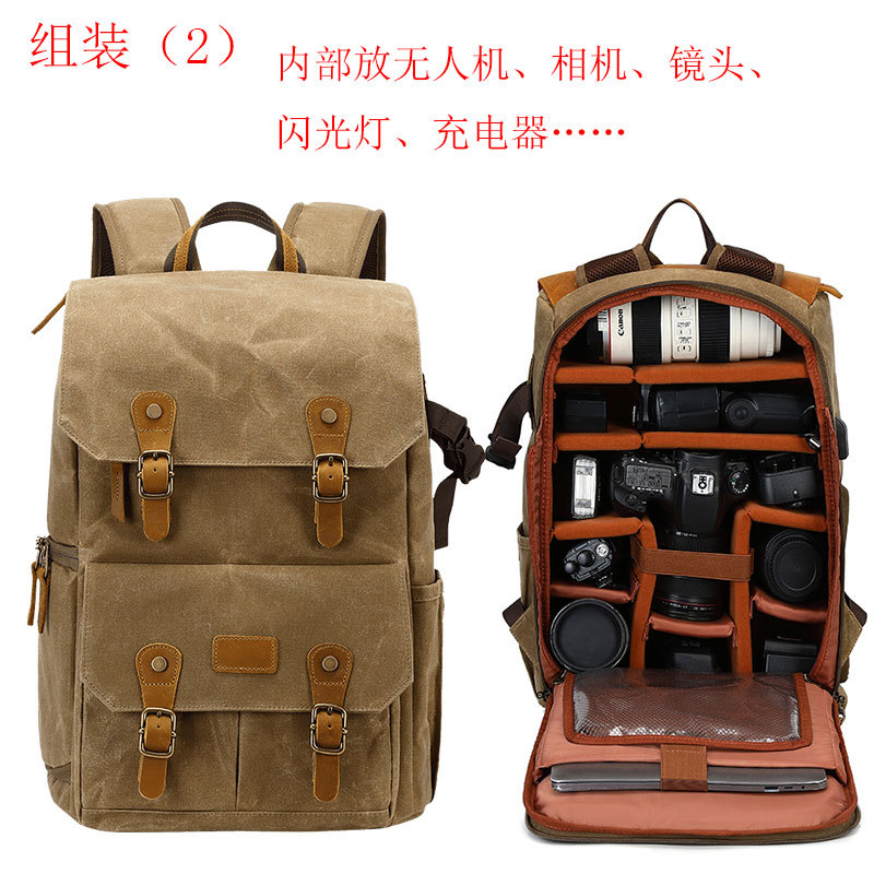 一眼レフショルダーカメラバッグ防水盗難防止大容量キャンバスドローンバッグアウトドアバッグショルダー写真バックパック