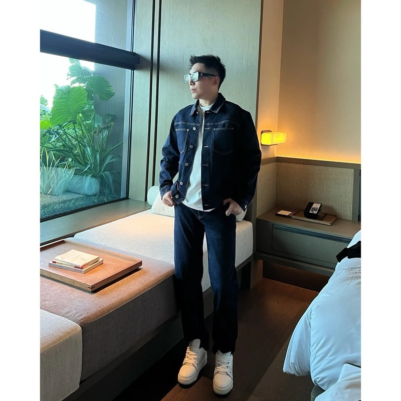 秋季高品质时尚潮流简约百搭复古美式长袖男士夹克牛仔裤休闲套装|undefined