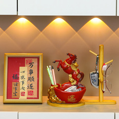 新年国潮马发财树玄关客厅家居摆件乔迁新居布置新房装饰开业礼品