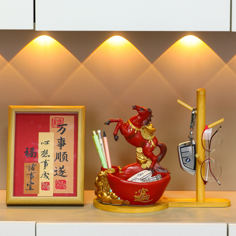 新年国潮马发财树玄关客厅家居摆件乔迁新居布置新房装饰开业礼品|undefined