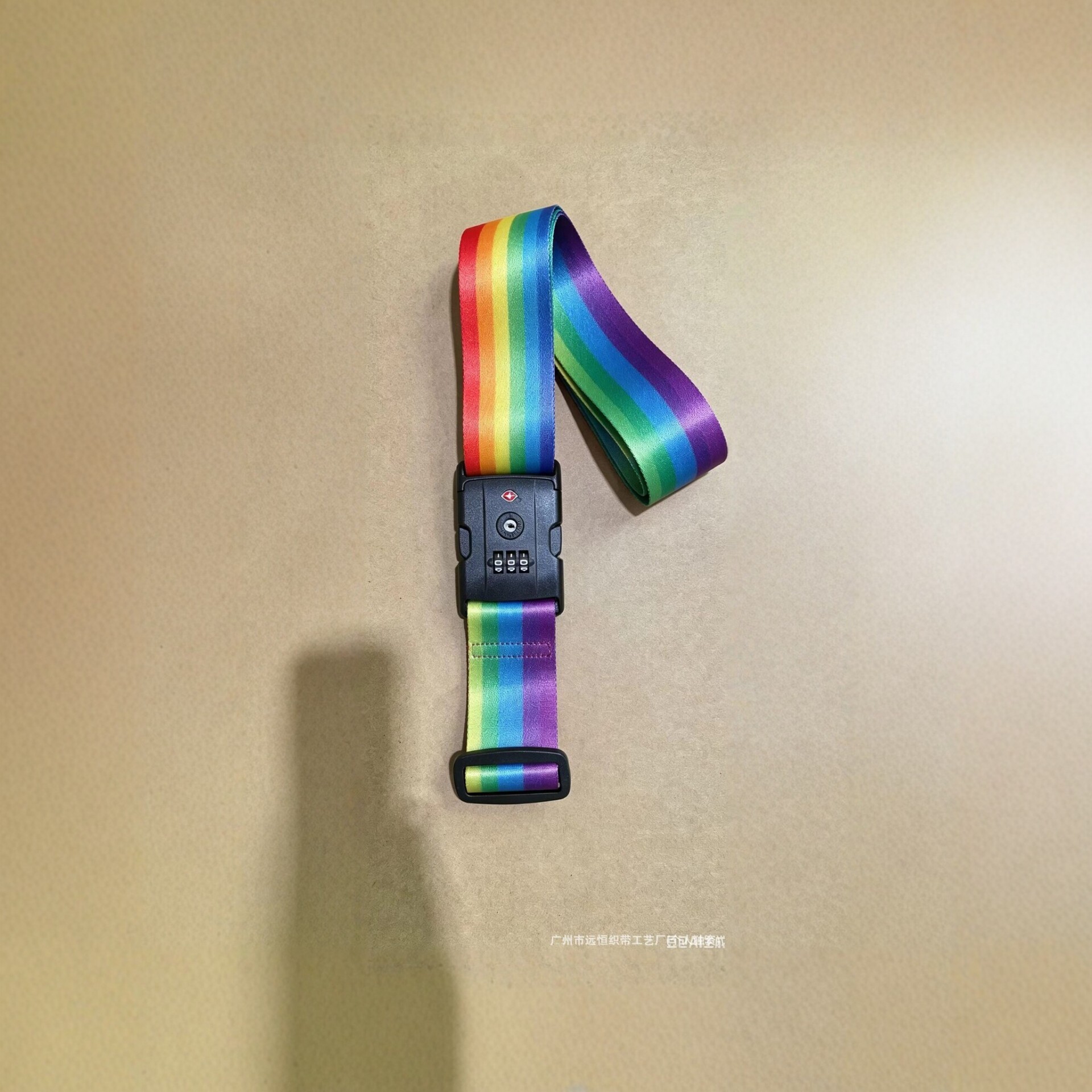 TSA combination lock luggage strap, rainbow-colored printed travel suitcase strap, anti-theft fixed strap, adjustable buckle