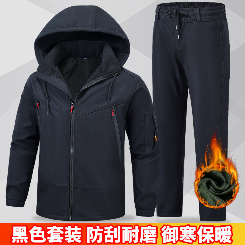 Invierno de lana impermeable y cálida ropa de asalto multibolsillo bicicleta al aire libre tácticas de pesca silvestre de cáscara suave trabajo resistente al desgaste