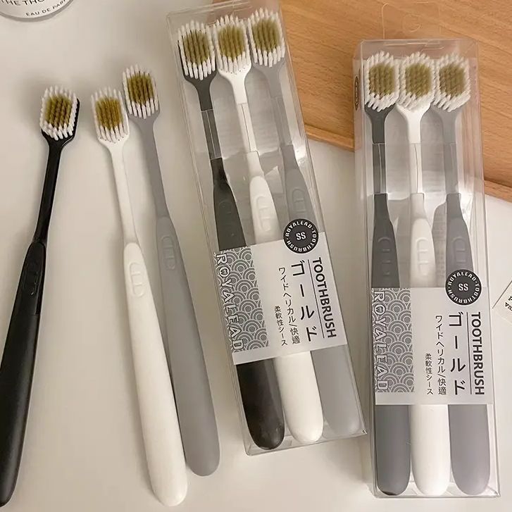 3本入り ~ ワイドヘッド細い毛成人家庭用家庭用カップル旅行携帯ソフト毛歯ブラシ日系シンプル歯ブラシ|undefined