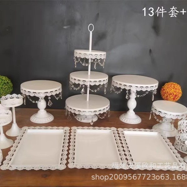 Estante de pastel europeo de hierro forjado conjunto de decoración de boda postres tienda de bocadillos estante de baile prop bandeja de pastel image 19