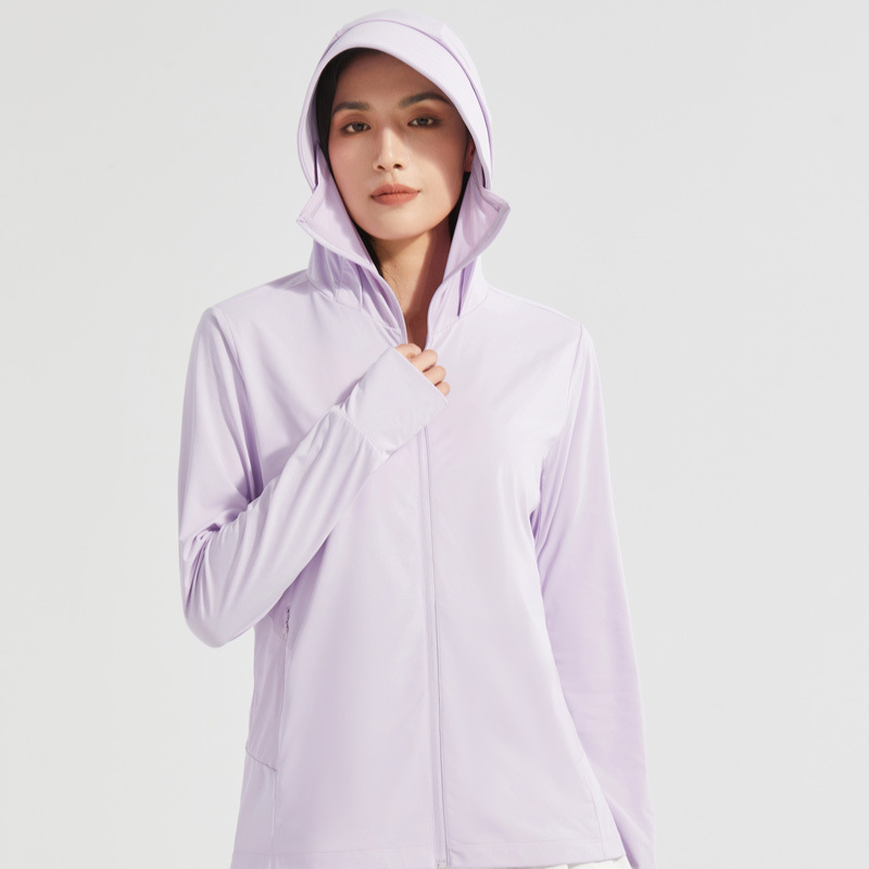 カンナの下のレモンの日焼け止めの服の女性は帽子の軒のもとの糸の冷たい感を取り外して紫外線の長袖の日焼け止めの騎乗服を防ぎます。