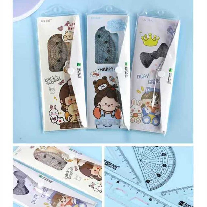 漫画かわいい定規セット 4 ピース小学生文具セット学用品定規三角板分度器卸売|undefined