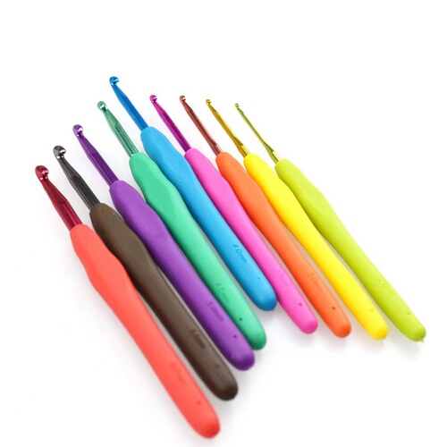 High-end New Wholesale Colorful Crochet Kit Single-headed Silicone Soft-handled Solid Crochet Needle Set for Embroidery