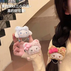 サンリオキティ猫ヒョウ柄ぬいぐるみヘアクリップかわいい女の子前髪クリップサイドクリップ漫画多用途日本のヘアアクセサリー