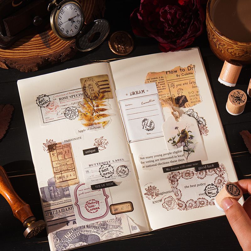 Silent Luxury Time Sello de mano de madera Sello de goma de haya transfronterizo Sello de mano retro Diy Sello de madera creativo