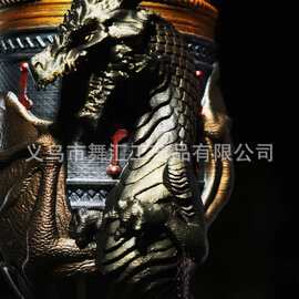 跨境立体龙纹奇幻高脚杯 暗黑史诗风金属质感饮水杯