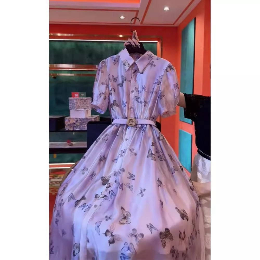 Đầm maxi nữ thắt eo phong cách Pháp tôn dáng màu tím — Màu tím