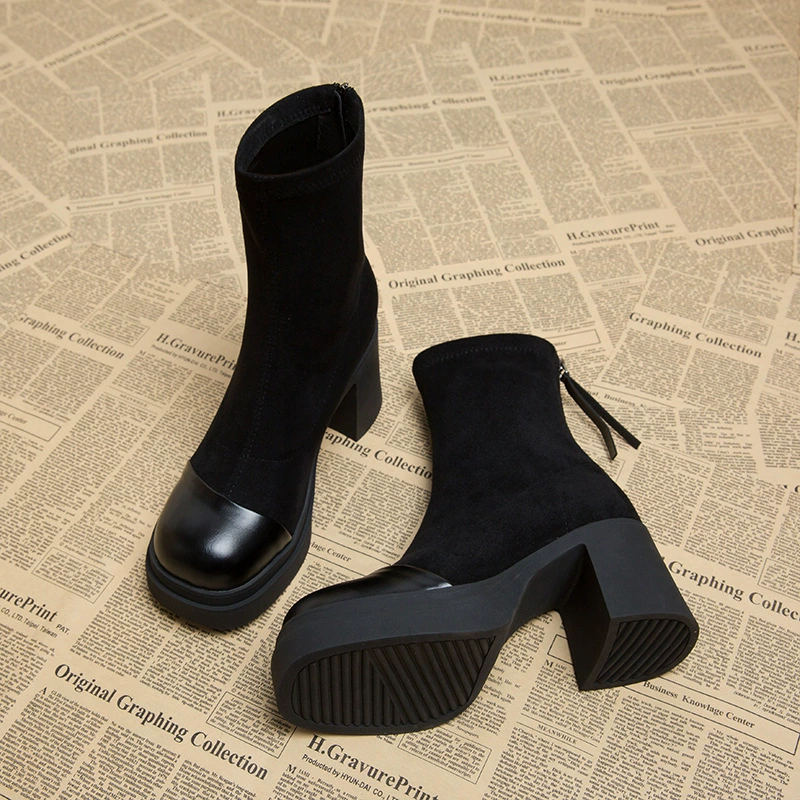 Женские замшевые ботильоны на высоком каблуке, новая модная коллекция весна-осень-зима 2025 года (модель 113-5).