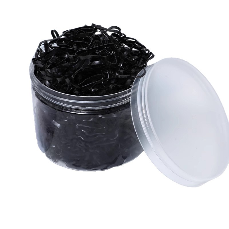 Banda de goma desechable negra para mujer no daña el cabello, lazo para el cabello, cuerda para el cabello alta elástica y duradera, cuerda para la cabeza para adultos, funda de cuero, accesorios para el cabello