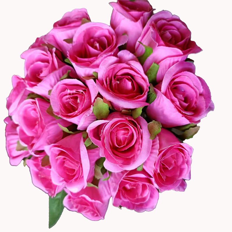 Venta al por mayor transfronteriza de ramos de novia de 18 rosas, flores de seda de alta gama para bodas, flores artificiales eternas. image 7