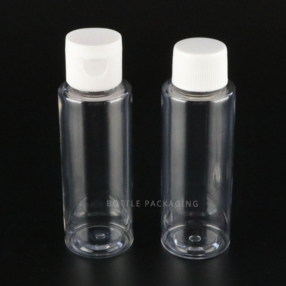 맞춤형 PET 에센셜 오일 토너 플라스틱 병 포장 50ml 손 소독제 클리너 플랫 숄더 병 도매 처리