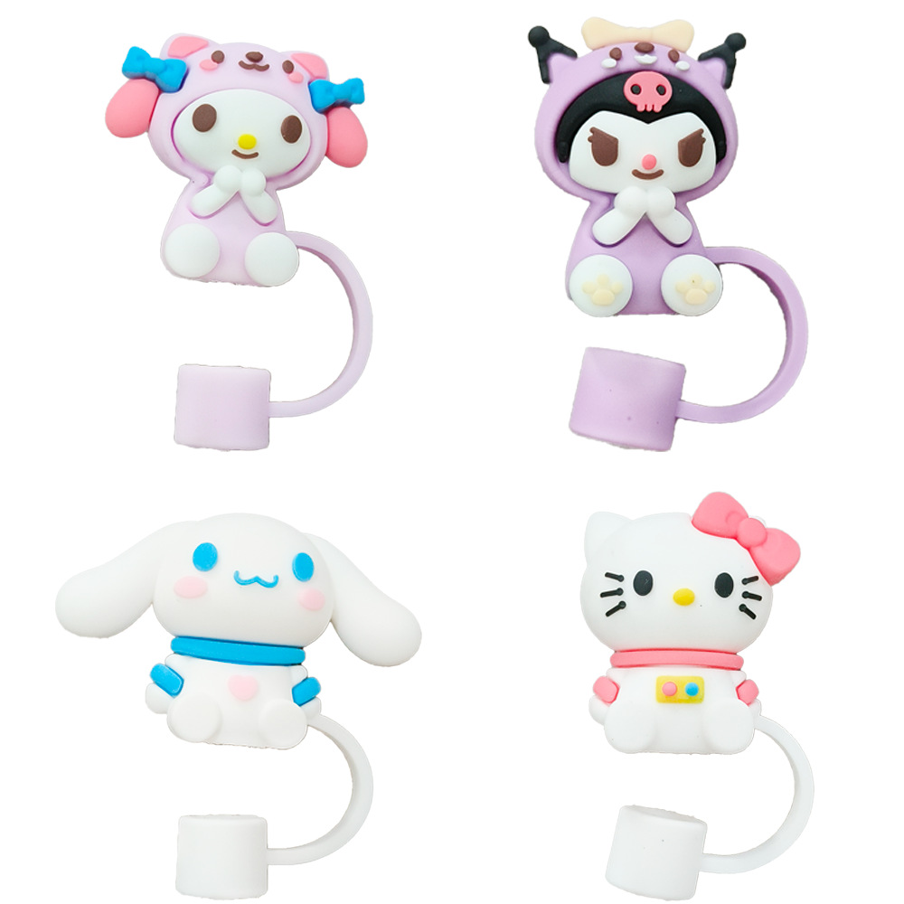 Tapa protectora de pajita Sanrio 10mm cubierta de silicona polvo para botella Stanley